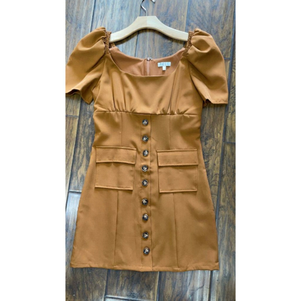 HOST PICK 💕LAST ONE❗️TCEC Chic Dark Camel Short Dress - Picture 4 of 4
